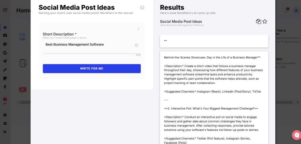 Social Media post idea by WordHero AI