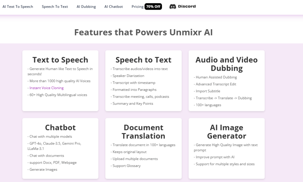 Key Features Of Unmixr AI